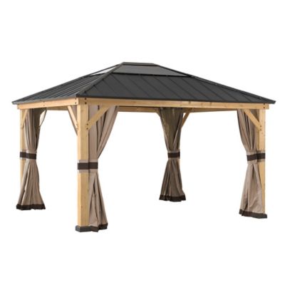 Image showing  Universal Curtains and Mosquito Netting for 11 ft. x 13 ft. Wood Gazebo, UV and Water Resistant