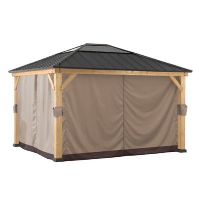 Sunjoy Original Manufacturer Universal Replacement Curtain for 11 ft. x 13 ft. Wood Gazebo, Premium Polyester