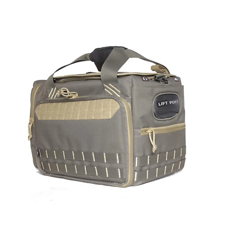 G-Outdoors Medium/Large Range Bag with Foam Cradle for 4 Handguns and 2 Ammo Dump Cups, Green/Khaki