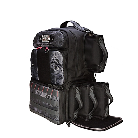 G-Outdoors Tall Tactical Range Pistol Backpack, Blackout, Holds 4 Handguns with Molded Pocket