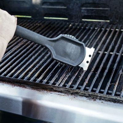 Image showing  Steel Wool Grill Brush, Black, 20.3 in. D x 3.3 in. W x 2.5 in. H, 0.5 lb.