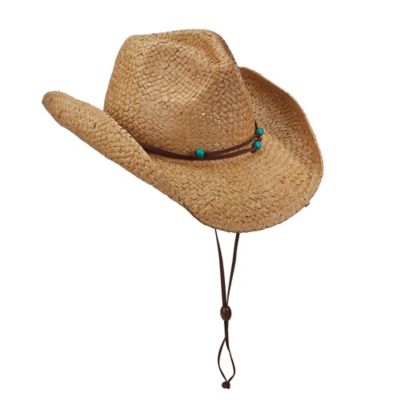 DPC Women's Toyo Outback Hat with Faux Leather Chin Cord and Beads