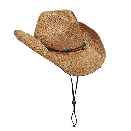 DPC Women's Toyo Outback Hat with Faux Leather Chin Cord and Beads