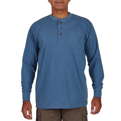 Smith's Workwear Men's Long-Sleeve Henley Shirt with Gusset and