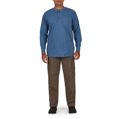 Image showing  Men's Long-Sleeve Henley Shirt with Gusset and Chest Pocket