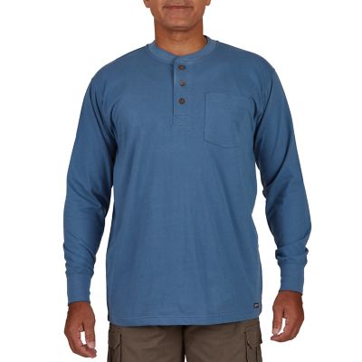 Smith's Workwear Men's Long-Sleeve Henley Shirt with Gusset and Chest Pocket
