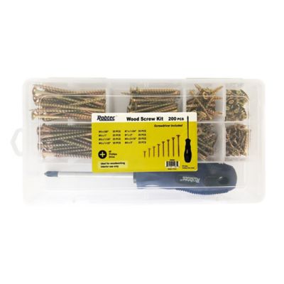 Image showing  Wood Screw Kit with Screwdriver, 200 pc.