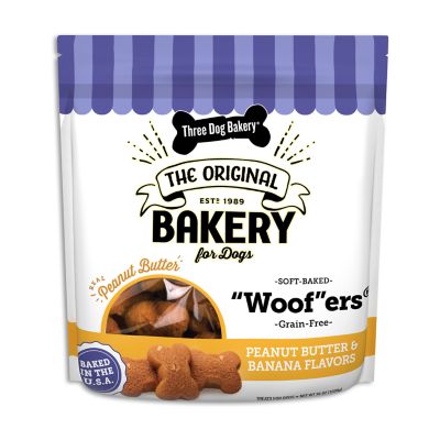 Three Dog Bakery Peanut Butter and Banana Flavor Dog Biscuit Treats, 36 oz.