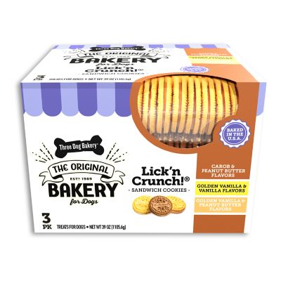 Three Dog Bakery Carob, Vanilla and Peanut Butter Flavor Dog Cookies, 39 oz., 3 ct.