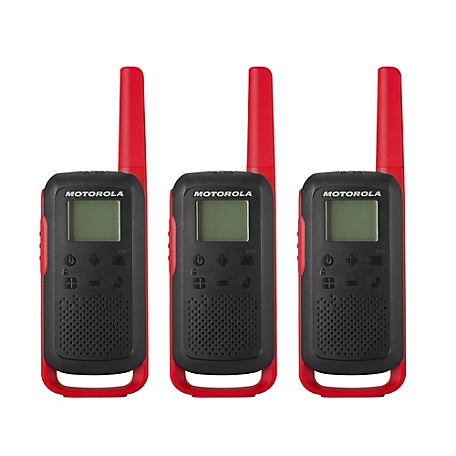 Motorola Solutions 2-Way Radios, Black/Red, 3-Pack