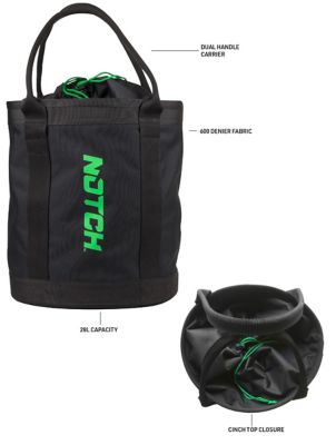Image showing  Pro 28 L Capacity Gear Bag, Black/Green, 12 in. x 16 in., Holds 250 ft. of 1/2 in. Rope