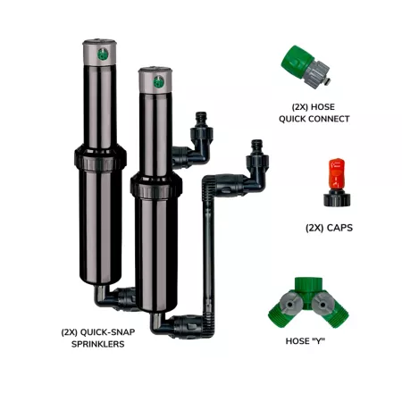 5 000 sq ft Quick Snap In-Ground Sprinklers Hose Connectors Hose Y-Splitter 2-Pack Lawn Sprinklers