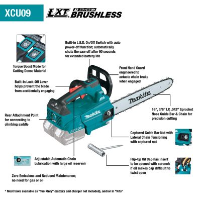 Image showing  18V X2 (36V) LXT Lithium-Ion Brushless Cordless 16 in. Top Handle Chain Saw Kit (5.0Ah), XCU09PT