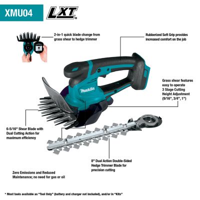 Image showing  18V LXT Lithium-Ion Cordless Grass Shear with Hedge Trimmer Blade, Tool Only