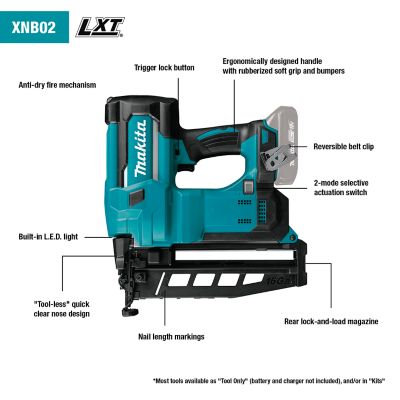 Image showing  16 ga. 2-1/2 in. 18V LXT Lithium-Ion Cordless Straight Finish Nailer, Tool Only