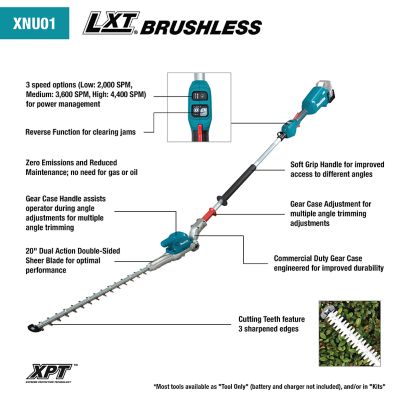 Image showing 6 th Makita 20 in. 18V LXT Lithium-Ion Brushless Cordless Articulating Pole Hedge Trimmer, Tool Only