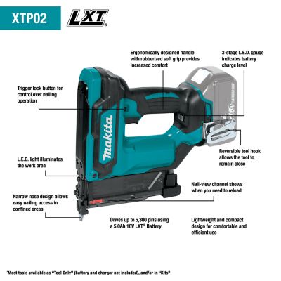Image showing  23-Gauge 1-3/8 in. 18V LXT Lithium-Ion Cordless Pin Nailer, Tool Only