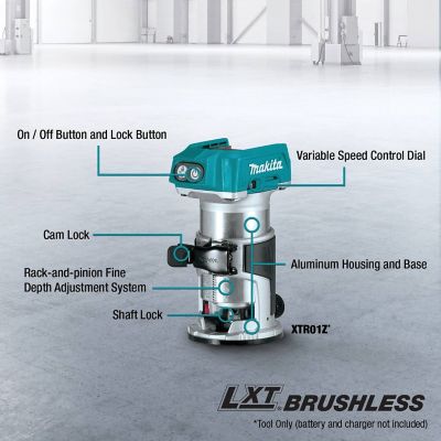 Image showing  18V 1/4 in. Collet LXT Lithium-Ion Brushless Cordless Compact Router, Tool Only
