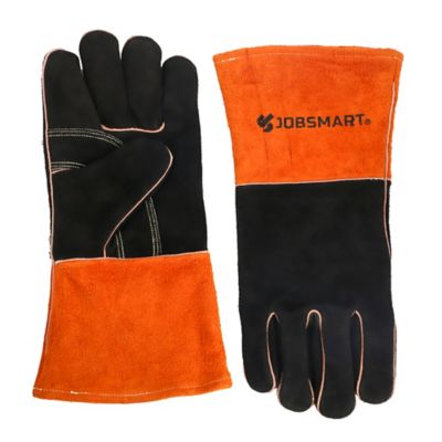 JobSmart Leather Deluxe Welding Gloves, Rust/Black