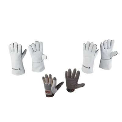 Image showing  Leather Welding Gloves with Bonus-Pair of Work Gloves, 3-Pack