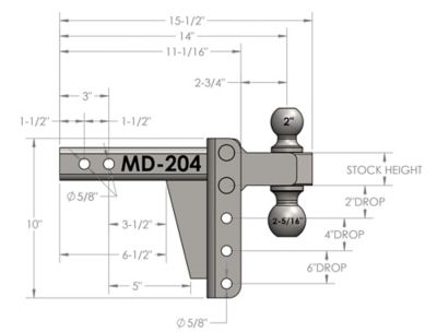 Image showing  2 in. Receiver Medium-Duty Hitch, 4 in. Drop/Rise, 14,000 lb. Capacity