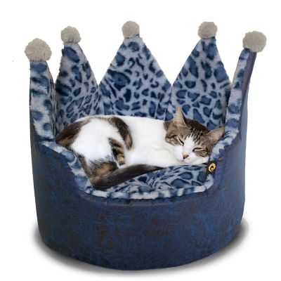 Image showing  Leopard Fur-Lined Crown Donut Pet Bed