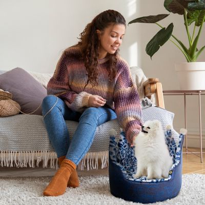 Image showing  Leopard Fur-Lined Crown Donut Pet Bed