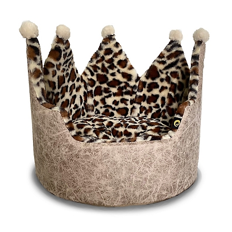 Precious Tails Leopard Fur-Lined Crown Donut Pet Bed