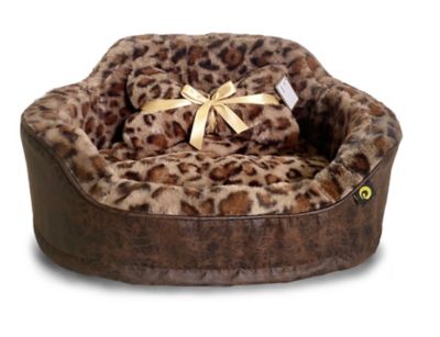 Precious Tails Leopard Fur-Lined Princess Pillow Pet Bed