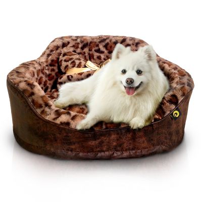 Precious Tails Leopard Fur-Lined Princess Pillow Pet Bed