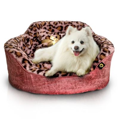 Precious Tails Leopard Fur-Lined Princess Pillow Pet Bed