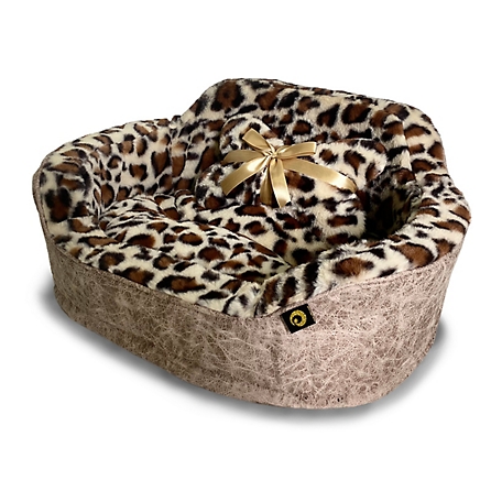 Precious Tails Leopard Fur-Lined Princess Pillow Pet Bed