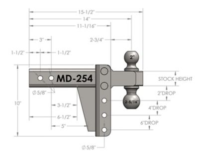 Image showing  2-1/2 in. Receiver Medium-Duty Hitch, 4 in. Drop, 14,000 lb. Capacity