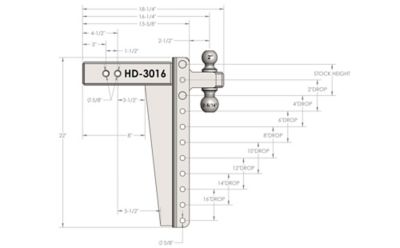 Image showing  3 in. Shank Heavy-Duty Hitch, 16 in. Drop, 22,000 lb. Capacity