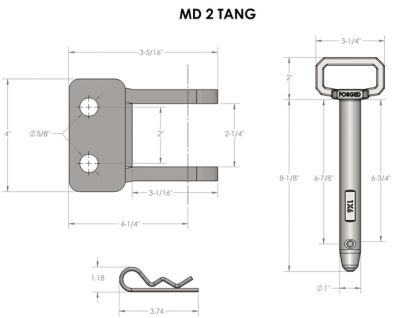 Image showing  Medium-Duty 2-Tang Clevis with 1 in. Pin