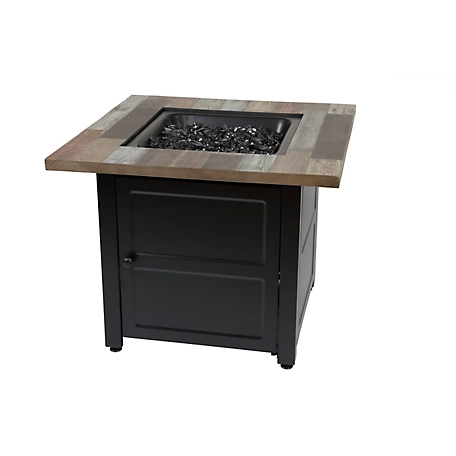 Endless Summer 30 in. The Cayden Square Gas Fire Table with Printed Cement Resin Mantel