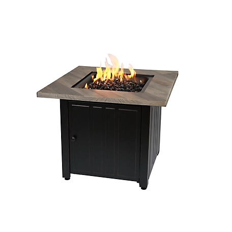 Endless Summer 30 in. The Harper Square Gas Outdoor Fire Pit with Printed Cement Resin Mantel