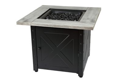 Endless Summer 30 in. The Mason Square Gas Outdoor Fire Pit with Printed Wood Lat Look Cement Resin Mantel