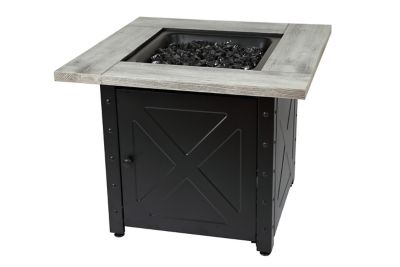 Endless Summer 30 in. The Mason Square Propane Gas Outdoor Fire Pit with Printed Wood Lat Look Cement Resin Mantel