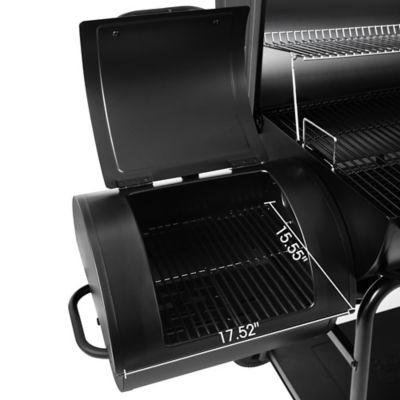 Image showing  Barrel Charcoal Grill with Offset Smoker and Front and Side Tables, 1,200 sq. in., Black