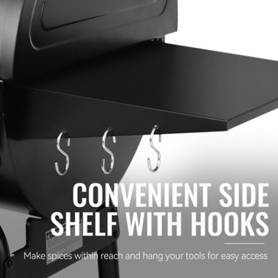 Image showing 5 th Royal Gourmet Barrel Charcoal Grill with Offset Smoker and Front and Side Tables, 1,200 sq. in., Black