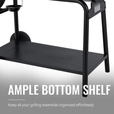 Image showing 8 th Royal Gourmet Barrel Charcoal Grill with Offset Smoker and Front and Side Tables, 1,200 sq. in., Black