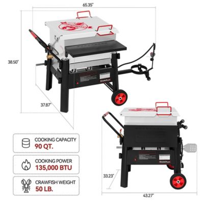 Image showing  90 qt. Single Sack Propane Gas Crawfish Boiler with Folding Cylinder Mounting Bracket and Stirring Paddle