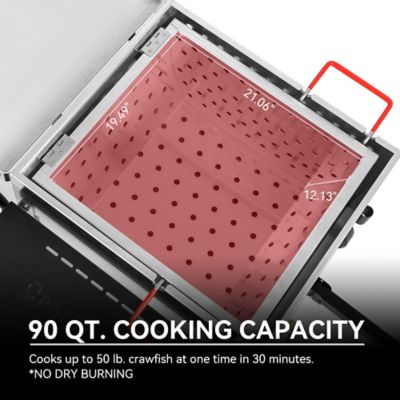 Image showing  90 qt. Single Sack Propane Gas Crawfish Boiler with Folding Cylinder Mounting Bracket and Stirring Paddle