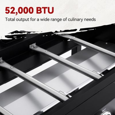 Image showing  4-Burner Propane Gas Flat Top Grill and Griddle with Side Table and Cover, 766 sq. in., Black