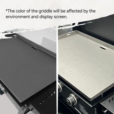 Image showing 7 th Royal Gourmet 4-Burner Propane Gas Flat Top Grill and Griddle with Side Table and Cover, 766 sq. in., Black