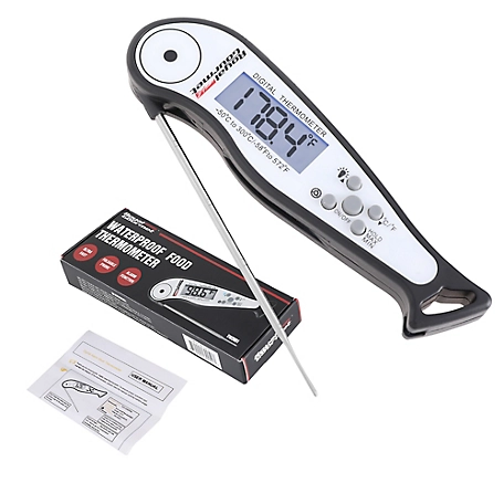 Royal Gourmet Instant Read Meat Food Thermometer with Foldable Probe, Waterproof, Dolphin-shaped Handle Grip, White, TW2001