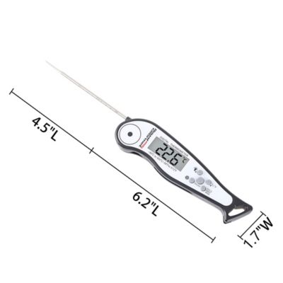 Image showing  Instant Read Meat Food Thermometer with Foldable Probe, Waterproof, Dolphin-shaped Handle Grip, White, TW2001