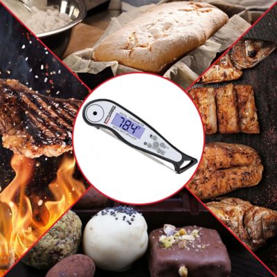 Image showing  Instant Read Meat Food Thermometer with Foldable Probe, Waterproof, Dolphin-shaped Handle Grip, White, TW2001