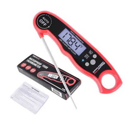Royal Gourmet Instant Read Meat Food Thermometer, Waterproof Digital Kitchen Cooking Food Foldable Probe, Red, TW2002